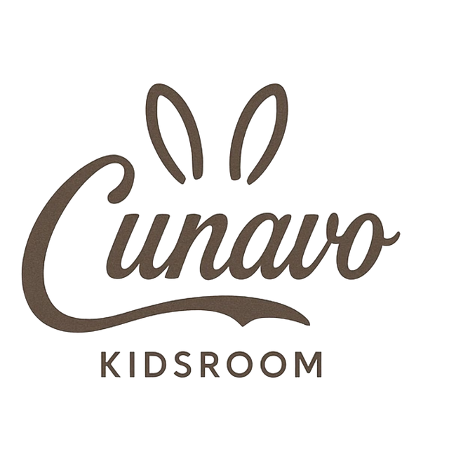Logo van Cunavo Kidsroom met konijnenoren als grafisch element.