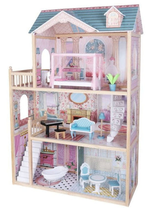 Emily houten poppenhuis van Gerardo’s Toys als productfoto schuin van links.