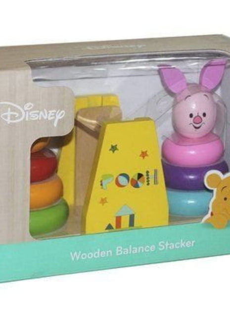 Gerardo’s Toys Houten Winnie de Poeh Balans Stapelspel in verpakking met Winnie de Poeh en Knorretje.