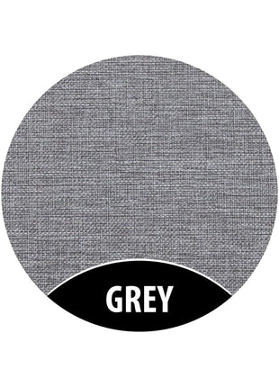 Close-up van de grijze bekledingsstof van de Monboxy Montessori speelbank – toont textuur en kleur van het kindvriendelijke textiel.