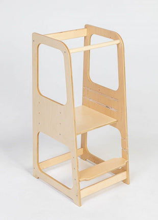 Keukenhulp Toren in naturel uitvoering in studio-opname, zijaanzicht.