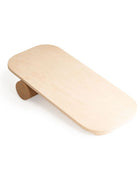 Leg&Go balansbord met oefenrol van kurk op witte achtergrond.