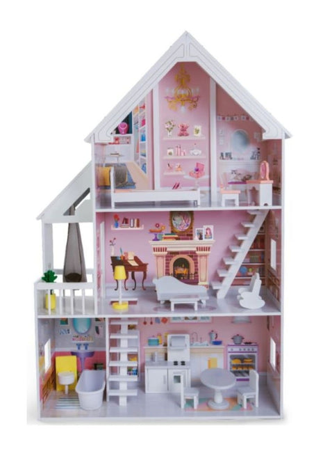 Liselle houten poppenhuis van Gerardo’s Toys als productfoto recht van voren.