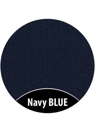 Kleurstaal van Monboxy Marineblauw Activiteitenspeelbank in navy blue textiel, close-up van de stof.