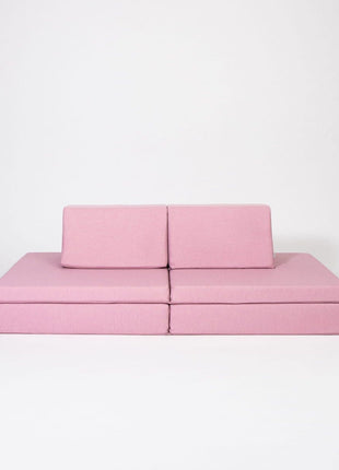 Monboxy Roze Activiteitenspeelbank in een rechte studio-opstelling, recht van voren gefotografeerd