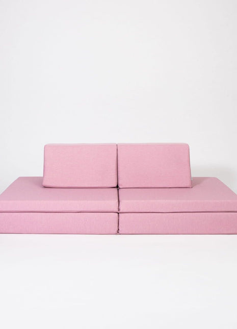 Monboxy Roze Activiteitenspeelbank in een rechte studio-opstelling, recht van voren gefotografeerd