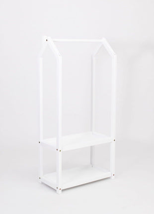 Montessori Huisvormig Kledingrek in witte variant leeg weergegeven op witte achtergrond.