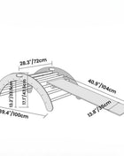 Technische tekening van de Montessori Klimboog met Helling met afmetingen in centimeters.