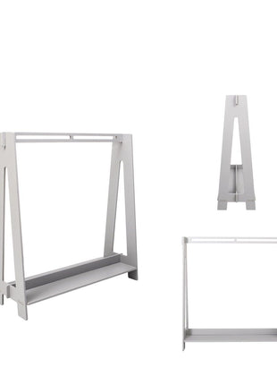 Witte Montessori Peuterkledingrek weergegeven in voor-, zij- en bovenaanzicht op witte achtergrond.