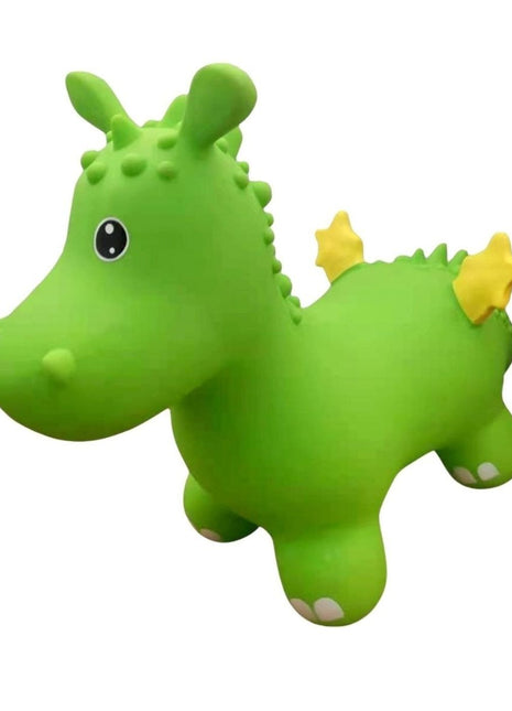 My First Jumpy groene draak, springdier voor peuters en kleuters, veilig speelgoed voor binnen en buiten spelen.