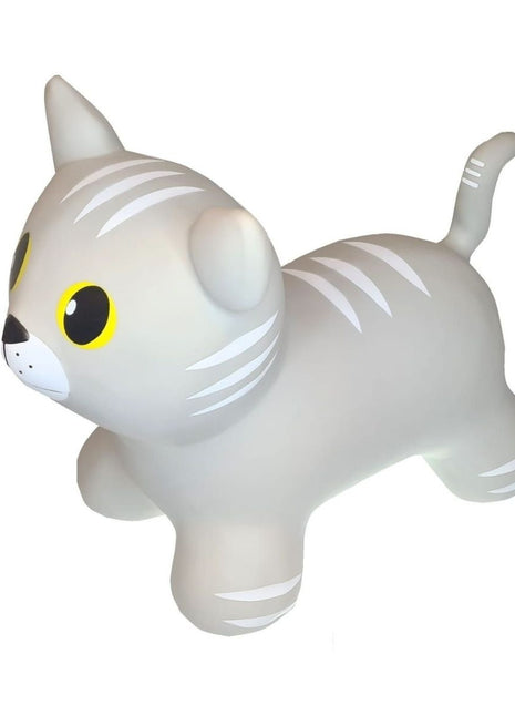 My First Jumpy grijze kat, springdier voor peuters en kleuters, veilig speelgoed voor binnen en buiten spelen.