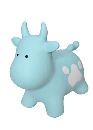 My First Jumpy blauwe koe, springdier voor peuters en kleuters, veilig speelgoed voor binnen en buiten spelen.