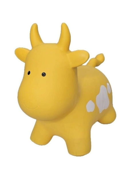 My First Jumpy gele koe, springdier voor peuters en kleuters, veilig speelgoed voor binnen en buiten spelen.