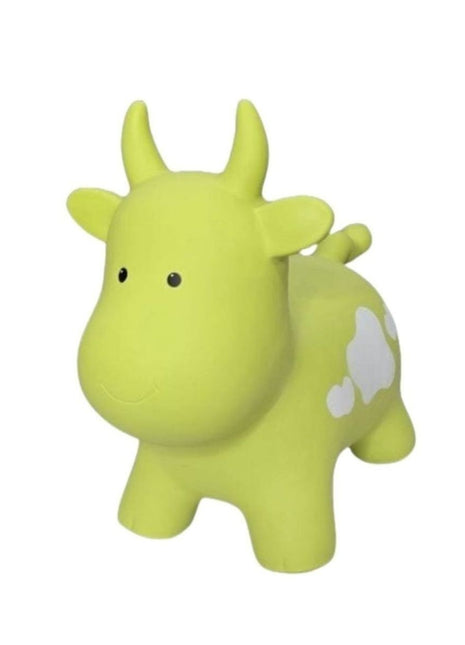 My First Jumpy groene koe, springdier voor peuters en kleuters, veilig speelgoed voor binnen en buiten spelen.