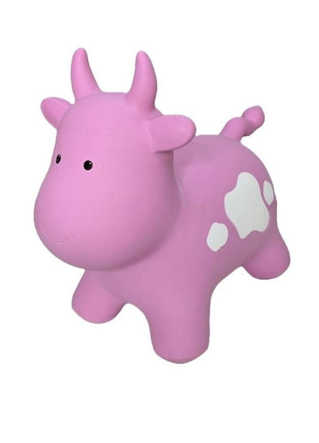 My First Jumpy roze koe, springdier voor peuters en kleuters, veilig speelgoed voor binnen en buiten spelen.