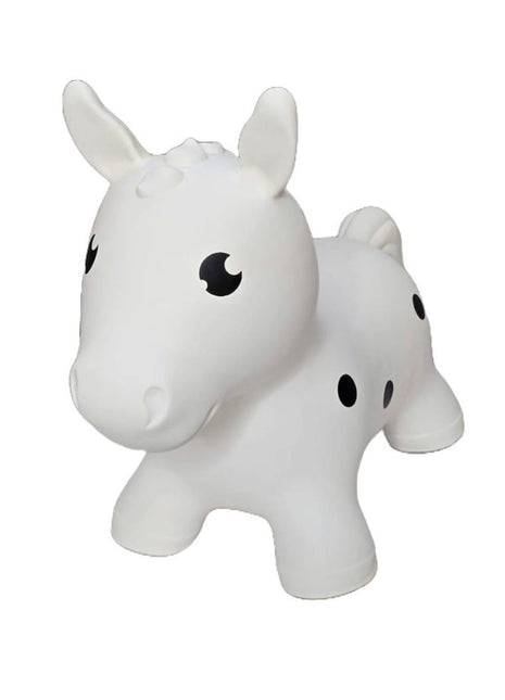 My First Jumpy wit paard, springdier voor peuters en kleuters, veilig speelgoed voor binnen en buiten spelen.