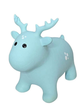 My First Jumpy blauw rendier, springdier voor peuters en kleuters, veilig speelgoed voor binnen en buiten spelen.