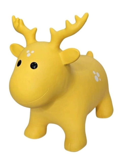 My First Jumpy gele rendier, springdier voor peuters en kleuters, veilig speelgoed voor binnen en buiten spelen.