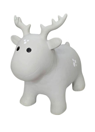 My First Jumpy grijze rendier, springdier voor peuters en kleuters, veilig speelgoed voor binnen en buiten spelen.