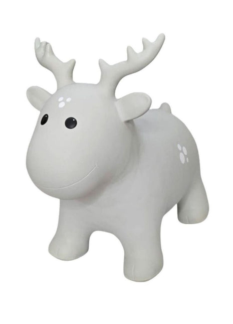 My First Jumpy grijze rendier, springdier voor peuters en kleuters, veilig speelgoed voor binnen en buiten spelen.