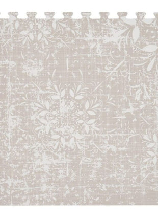Enkele puzzeltegel van de OLYA KIDS Vintage Beige speelmat met klassiek patroon.