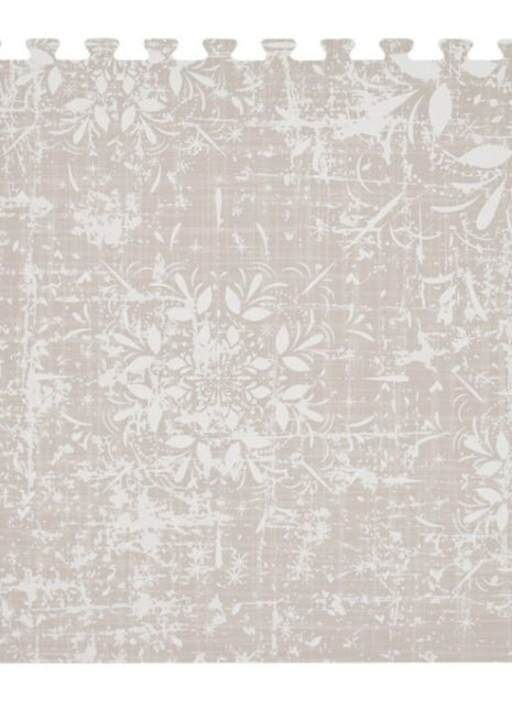 Enkele puzzeltegel van de OLYA KIDS Vintage Beige speelmat met klassiek patroon.