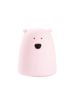 Rabbit & Friends Nachtlampje Kleine Beer roze op witte achtergrond.