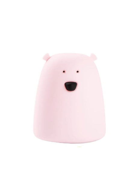 Rabbit & Friends Nachtlampje Kleine Beer roze op witte achtergrond.