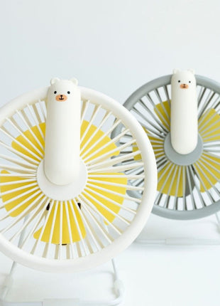 Alt-tekst: Rabbit & Friends Ventilator met Nachtlicht wit en grijs op witte achtergrond.