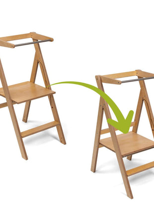 STEP'n'FOLD opvouwbare keukentoren naturel met verstelbaar platform weergegeven met pijl