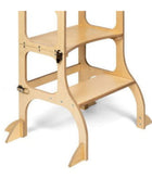 Detail van onderstel en steunpoten van de STEP'n'SIT® 2-in-1 keukentoren naturel met antislipvoeten