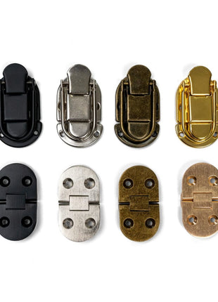Metalen sluitingen en scharnieren in zwart, zilver, brons en goud voor de STEP'n'SIT® 2-in-1 keukentoren