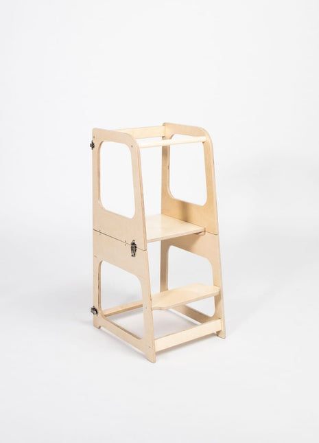 Transformeerbare Keukentoren in naturel in torenstand op witte achtergrond.